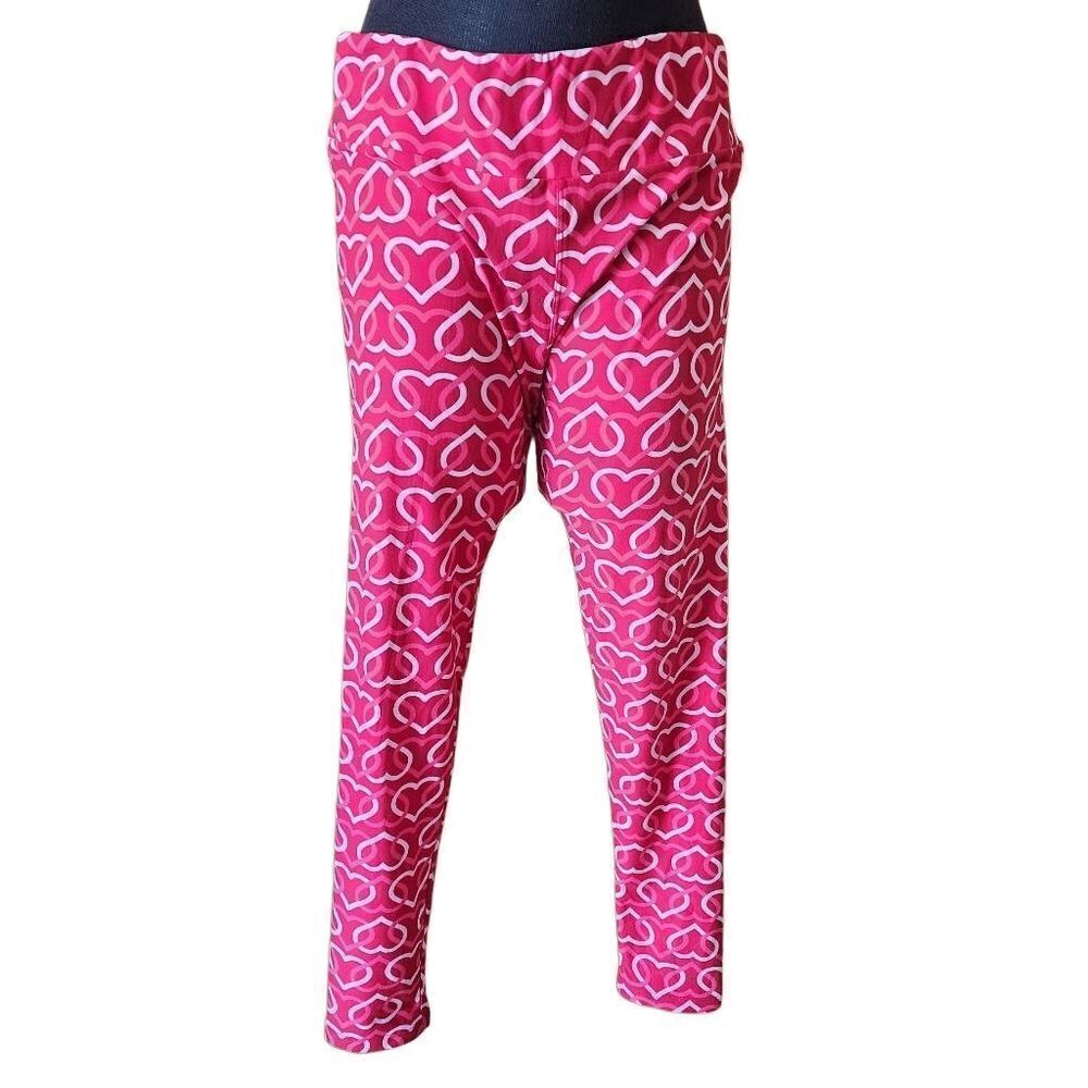 LuLaRoe Red & Pink Hearts Leggings (Tall & Curvy)